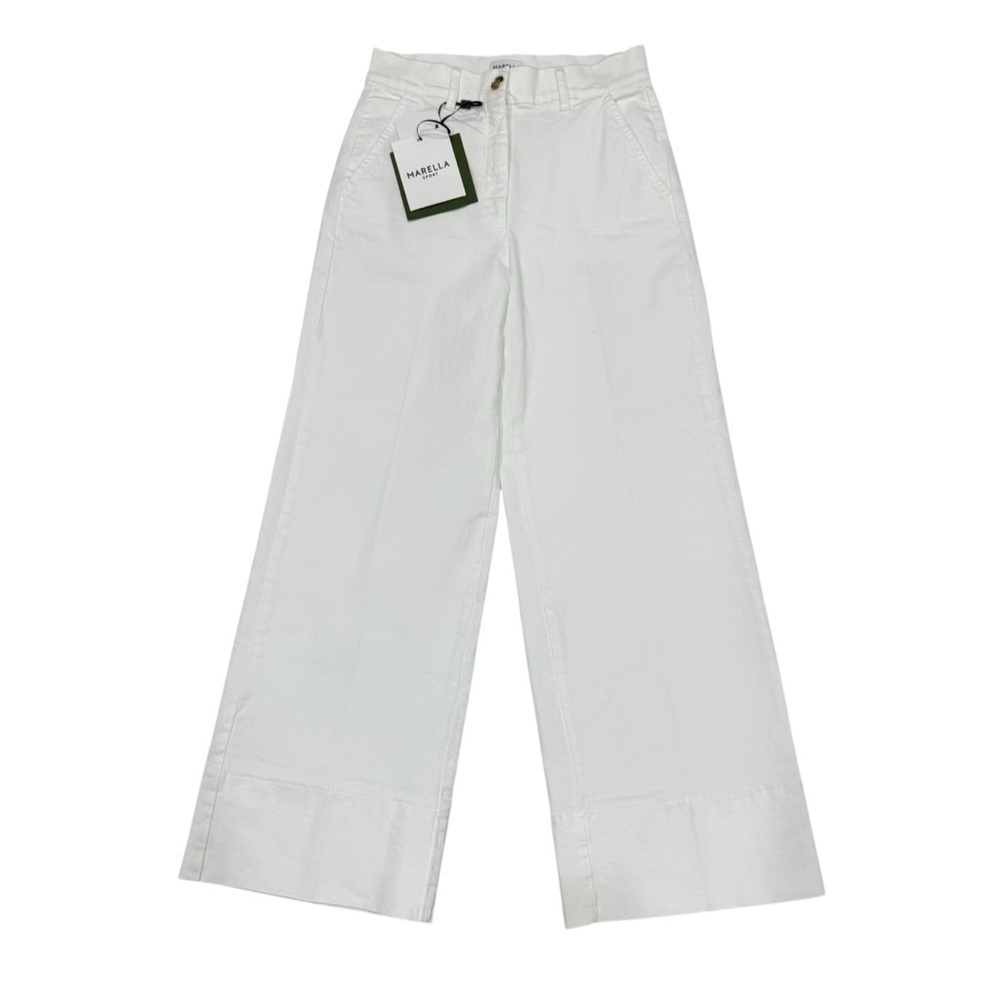 Marella Women's Size 6 US White Lava Denim Wide Leg Jeans Pants Trouser NWT $275 - Picture 3 of 16